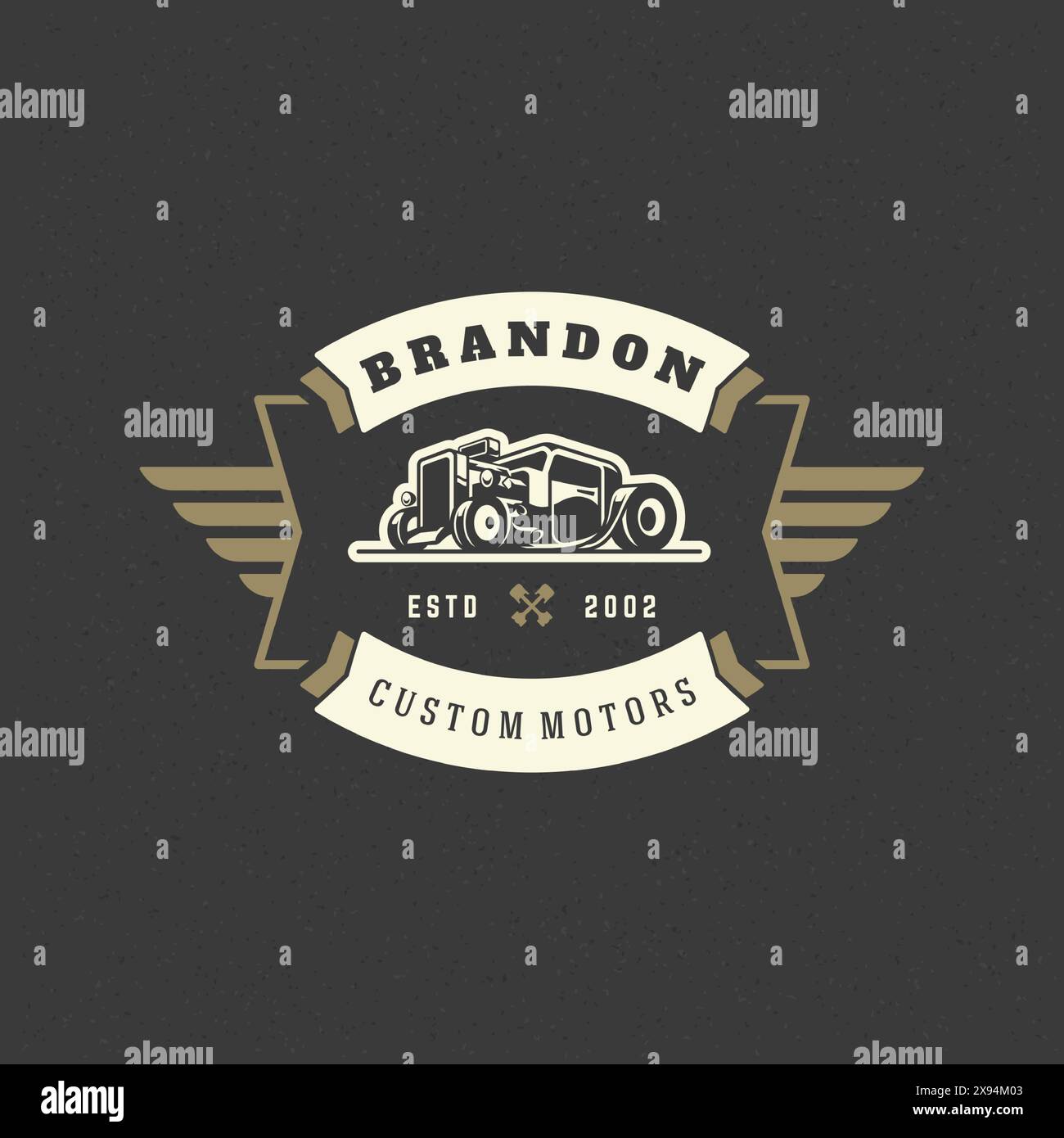 Hot rod car logo template vector design element vintage style for label ...