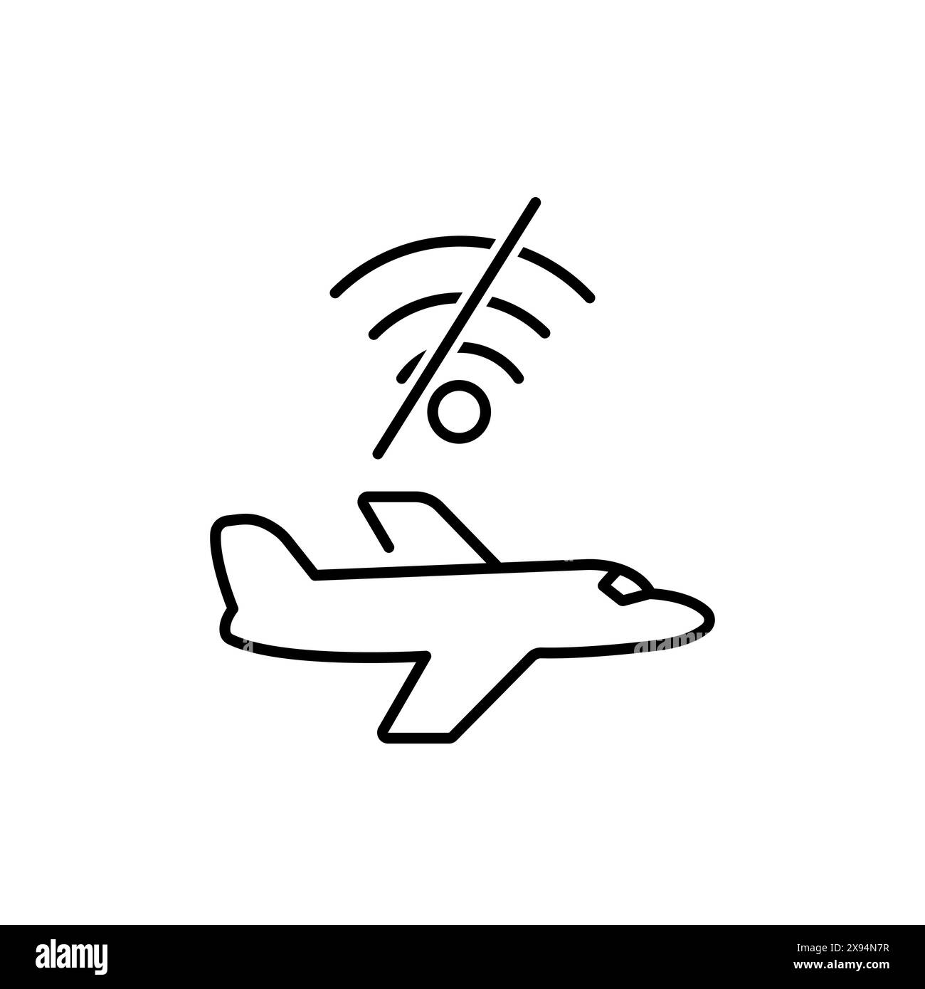 Airplane flying using radar technologies. Pixel perfect icon Stock Vector
