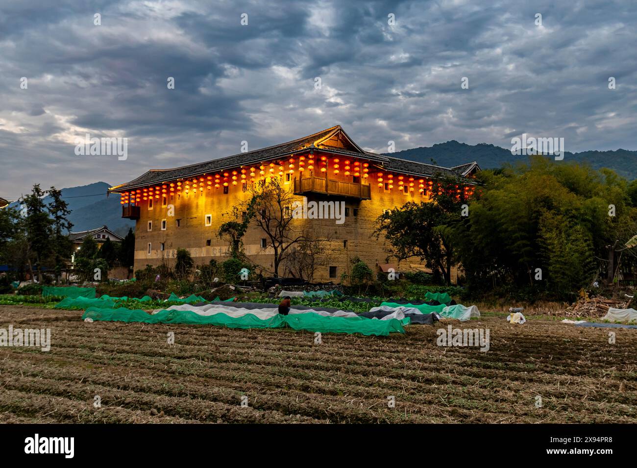 Hegui square building, UNESCO World Heritage Site, Fujian Tulou rural dwelling of the Hakka, Yunshuiyao Ancient Town, Fujian, China, Asia Stock Photo