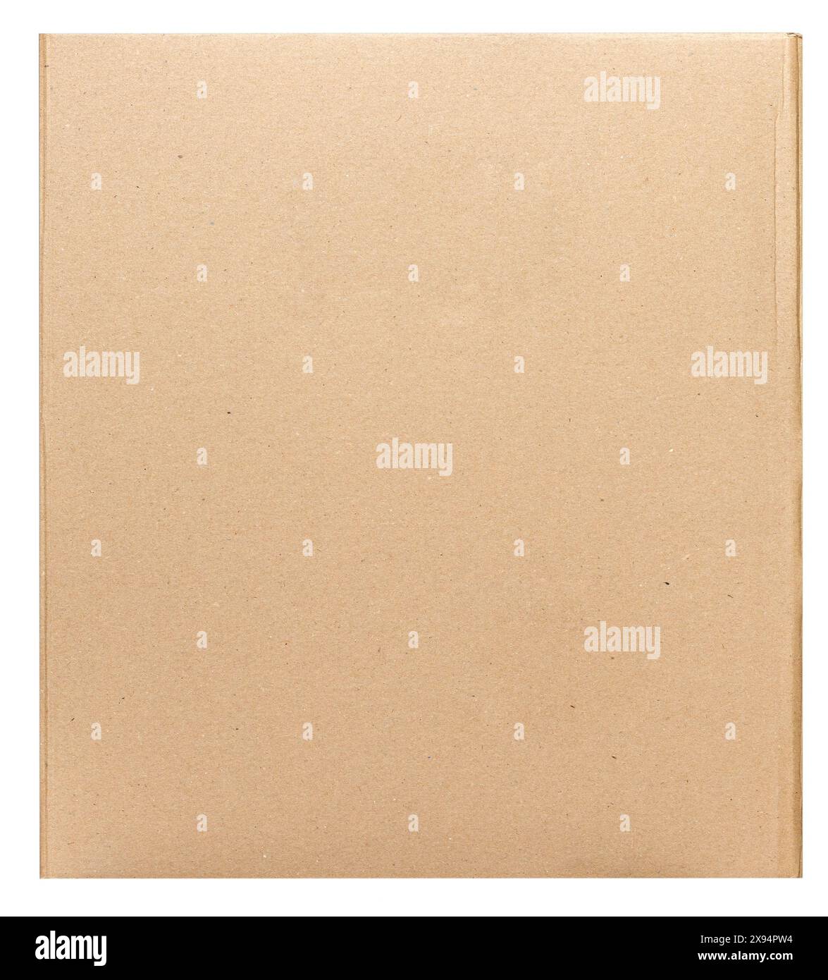 Isolated cardboard box directly front view close up. Stock Photo