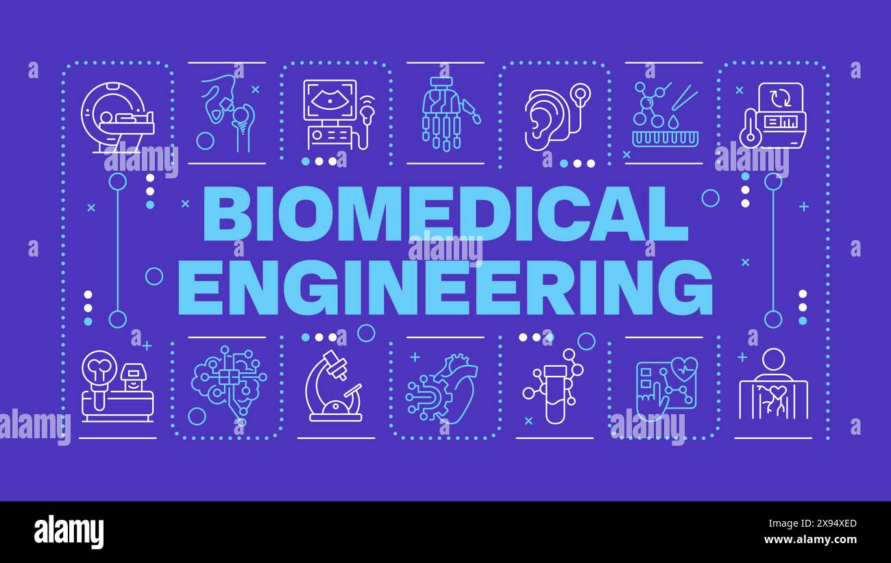 Biomedical engineering purple word concept Stock Vector