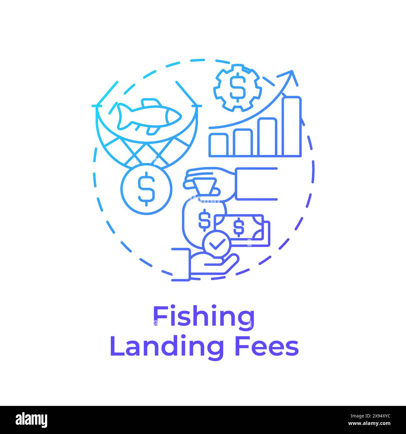 Fishing landing fees blue gradient concept icon Stock Vector Image ...