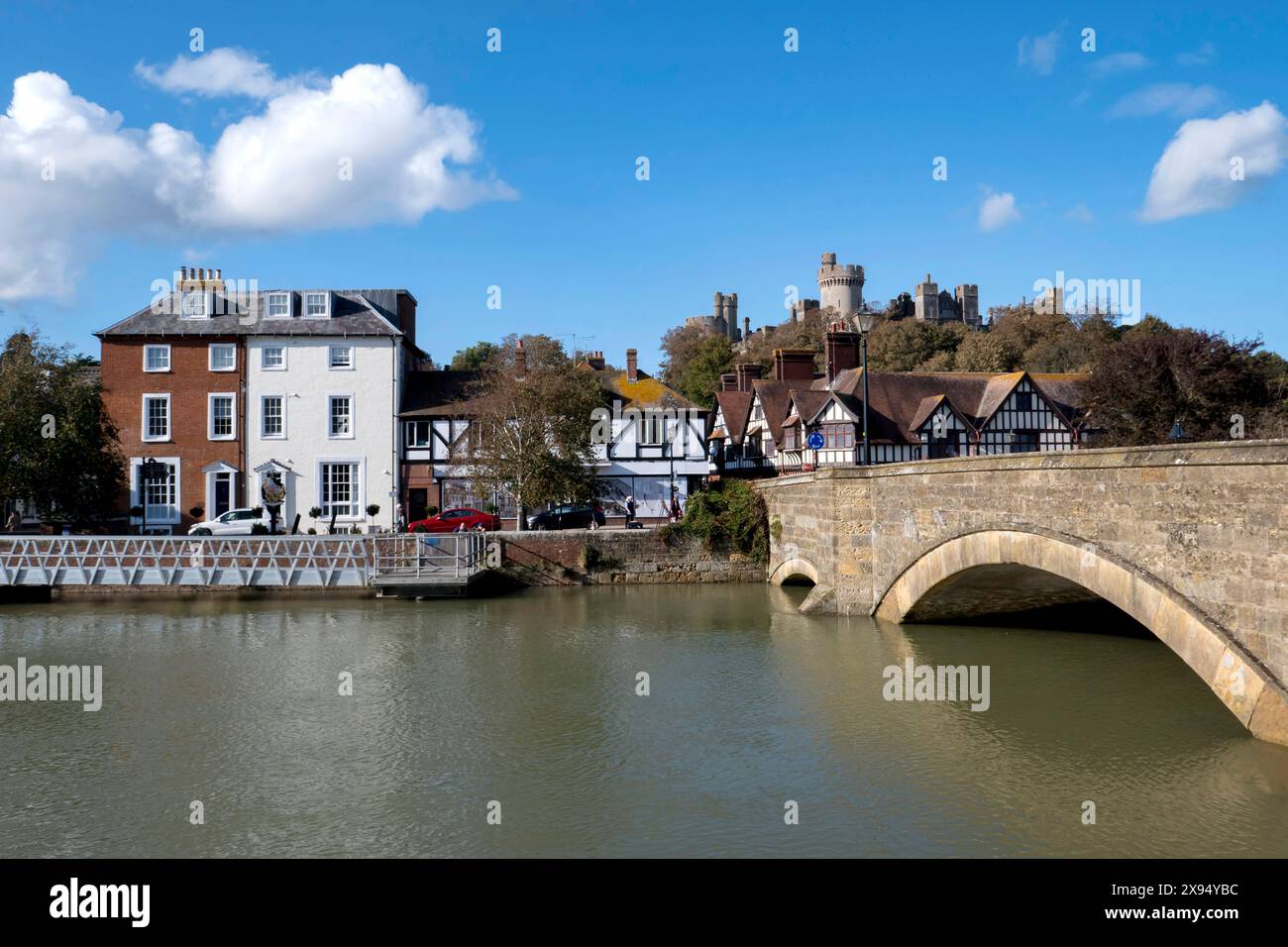 River Arun and Arundel Castle, West Sussex, England, United Kingdom, Europe Stock Photo