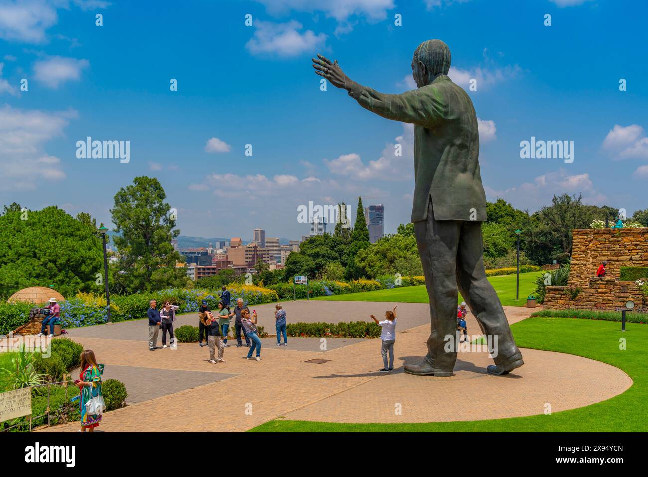 View of Nelson Mandela statue in Union Buildings Gardens, Pretoria