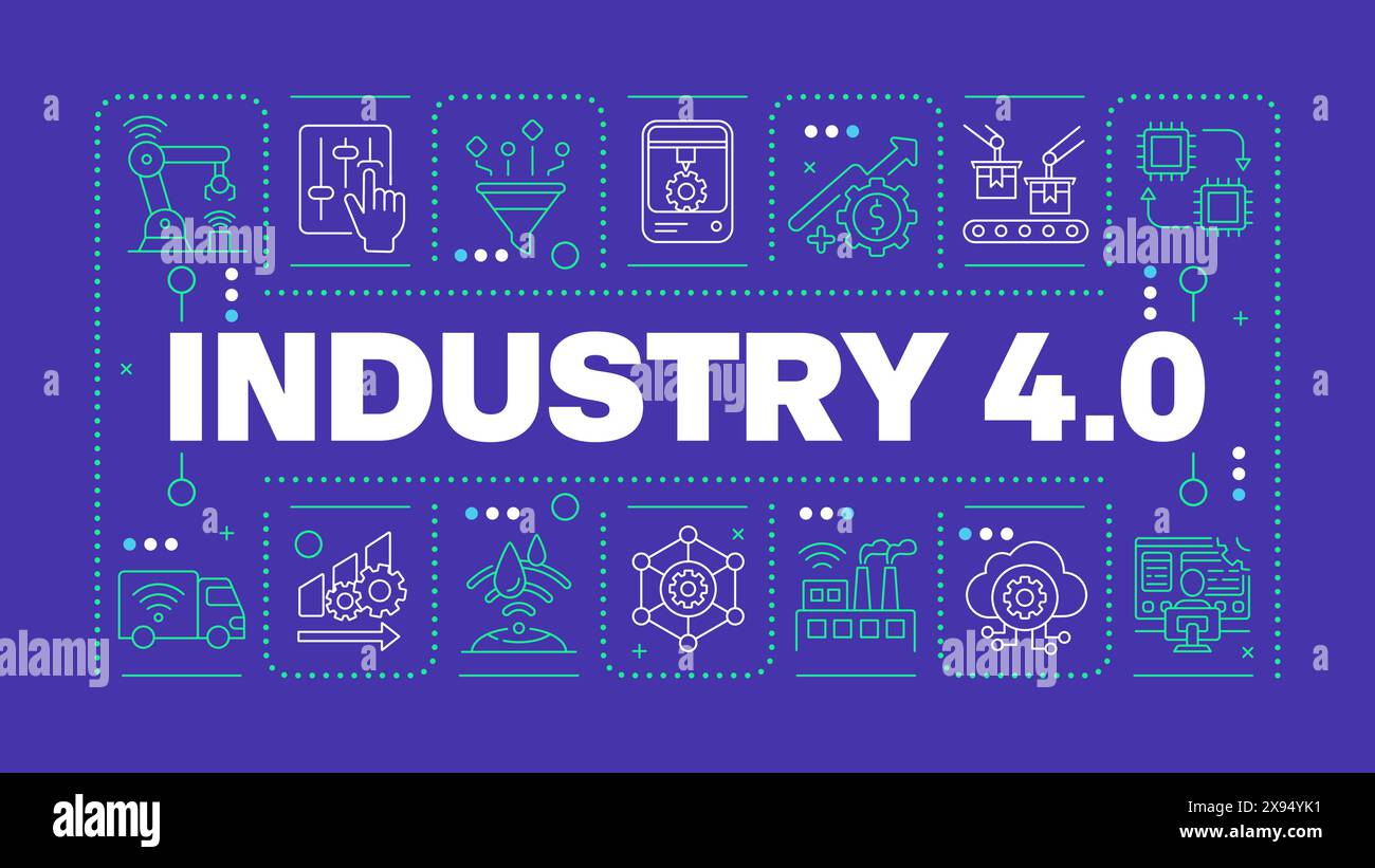 Industry 4 dark blue word concept Stock Vector