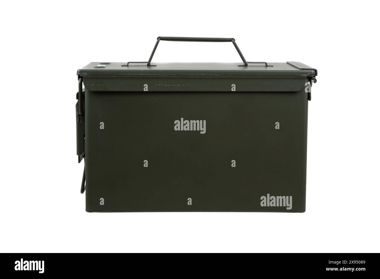 US army green metal ammo can for gun cartridges isolated on white ...