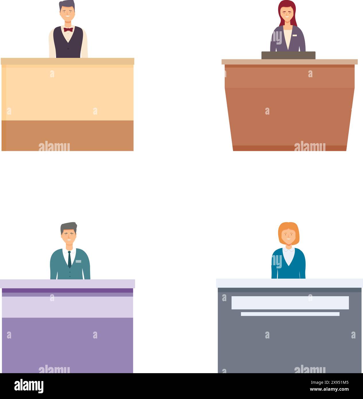 Different Reception Diverse hotel staff hospitality Stock Vector Images - Alamy