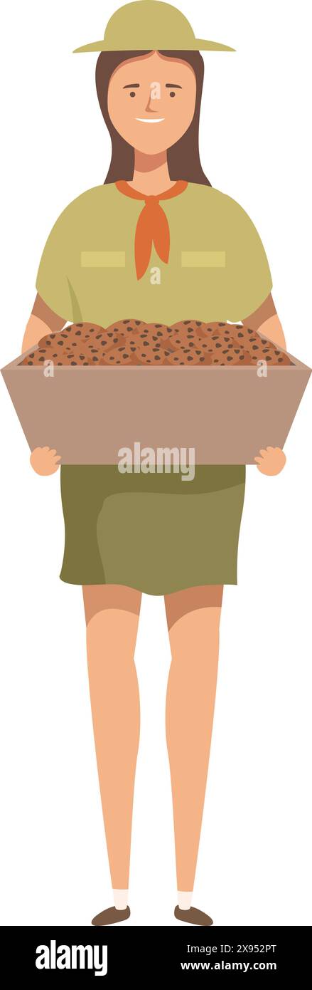 Illustration of a park ranger examining earth quality with a soil sample Stock Vector