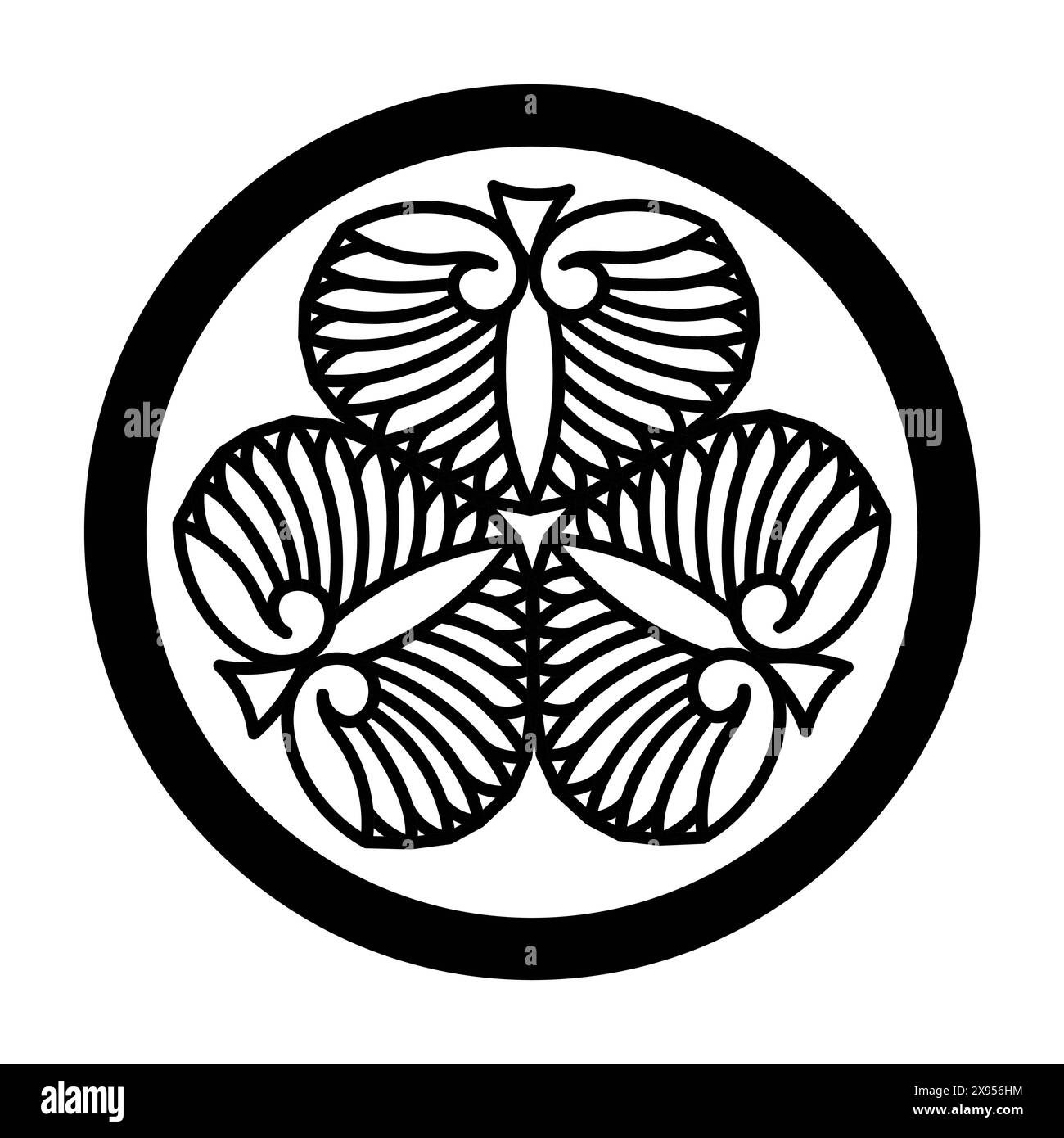 Japanese Samurai Emblem Kamon sign. Aizu Matsudaira clan symbol Stock