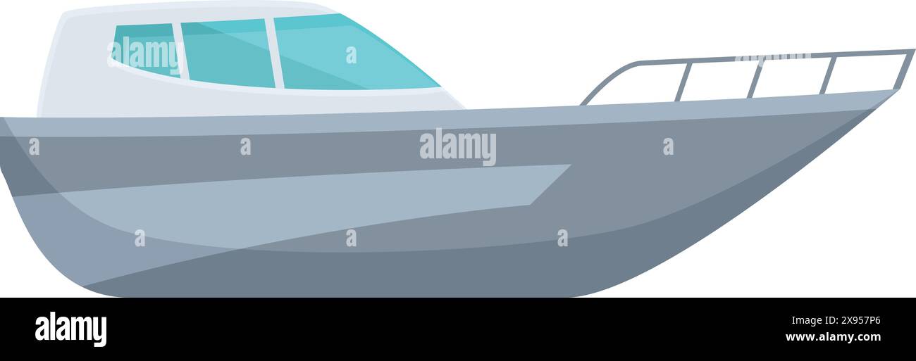 Vector cartoon illustration of a modern, simple motorboat, isolated on a white background, perfect for marine and nautical themed designs and projects. Ideal for leisure and recreational activities Stock Vector