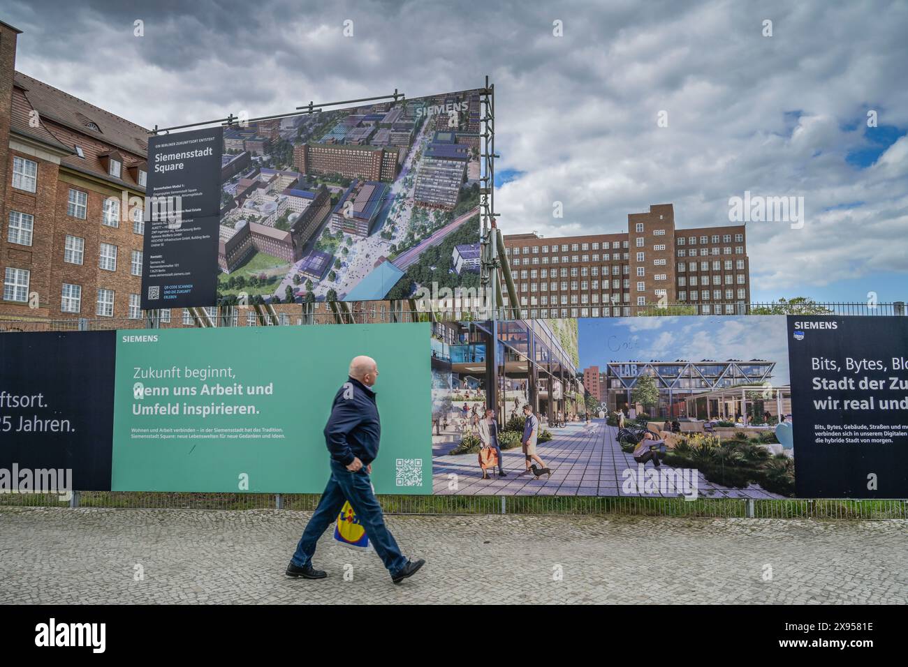 Siemens AG, poster at the construction site for Siemens Square ...