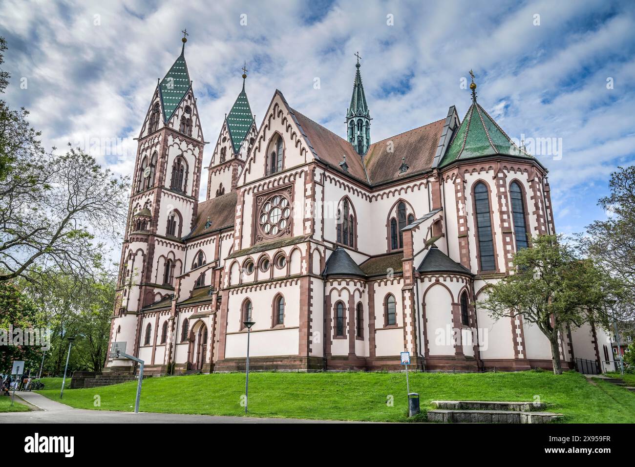 Catholic Church of the Sacred Heart, Freiburg im Breisgau, Baden-Württemberg, Germany, Kath. Kirche Herz Jesu, Freiburg im Breisgau, Baden-Württemberg Stock Photo