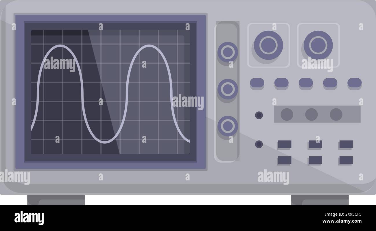 Oscilloscope Vector Graphics Detailed vector graphic of a contemporary digital oscilloscope used in ...