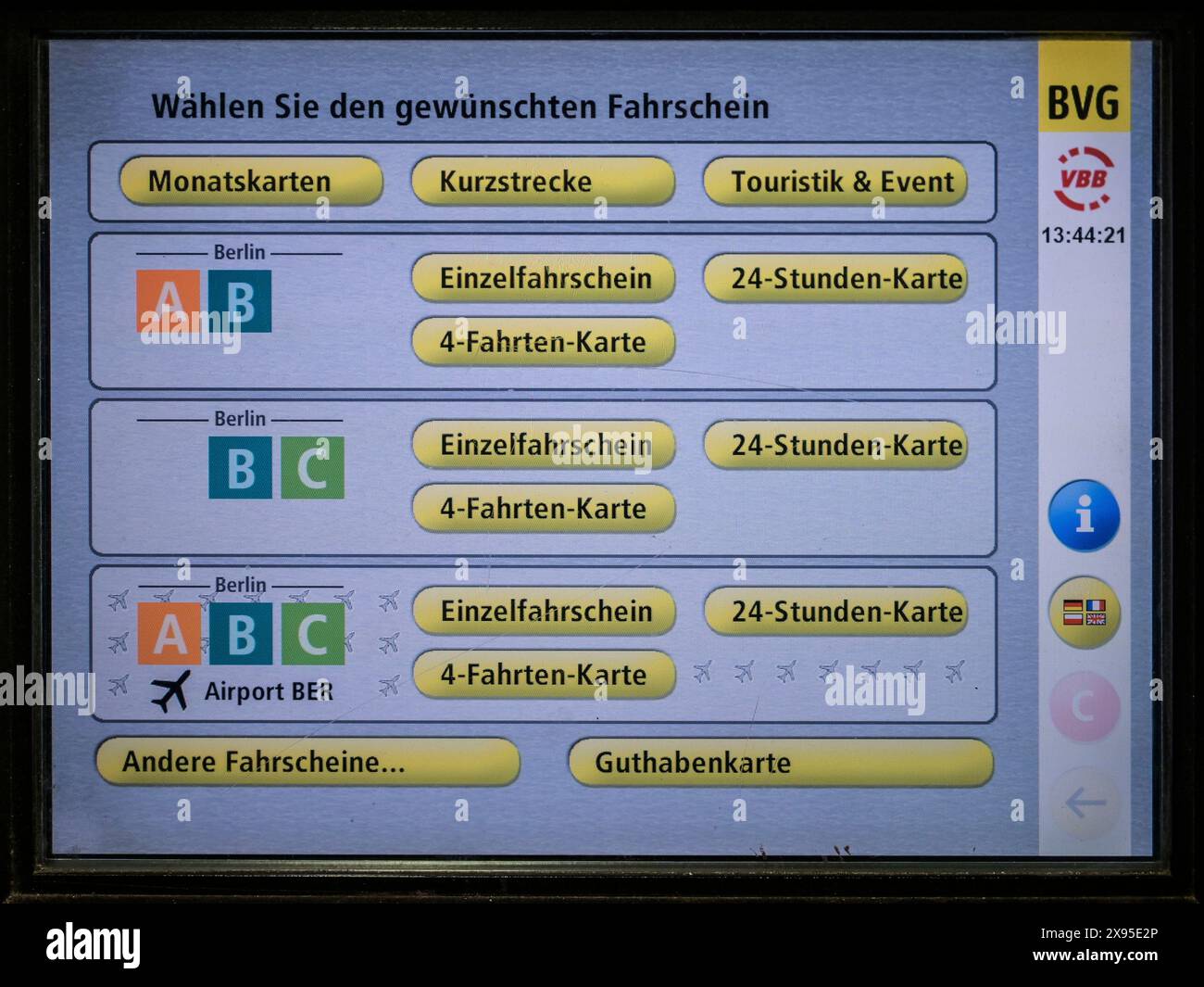 BVG ticket machine, Berlin, Germany, BVG FahrkartenAutomat, Berlin, Deutschland Stock Photo Alamy