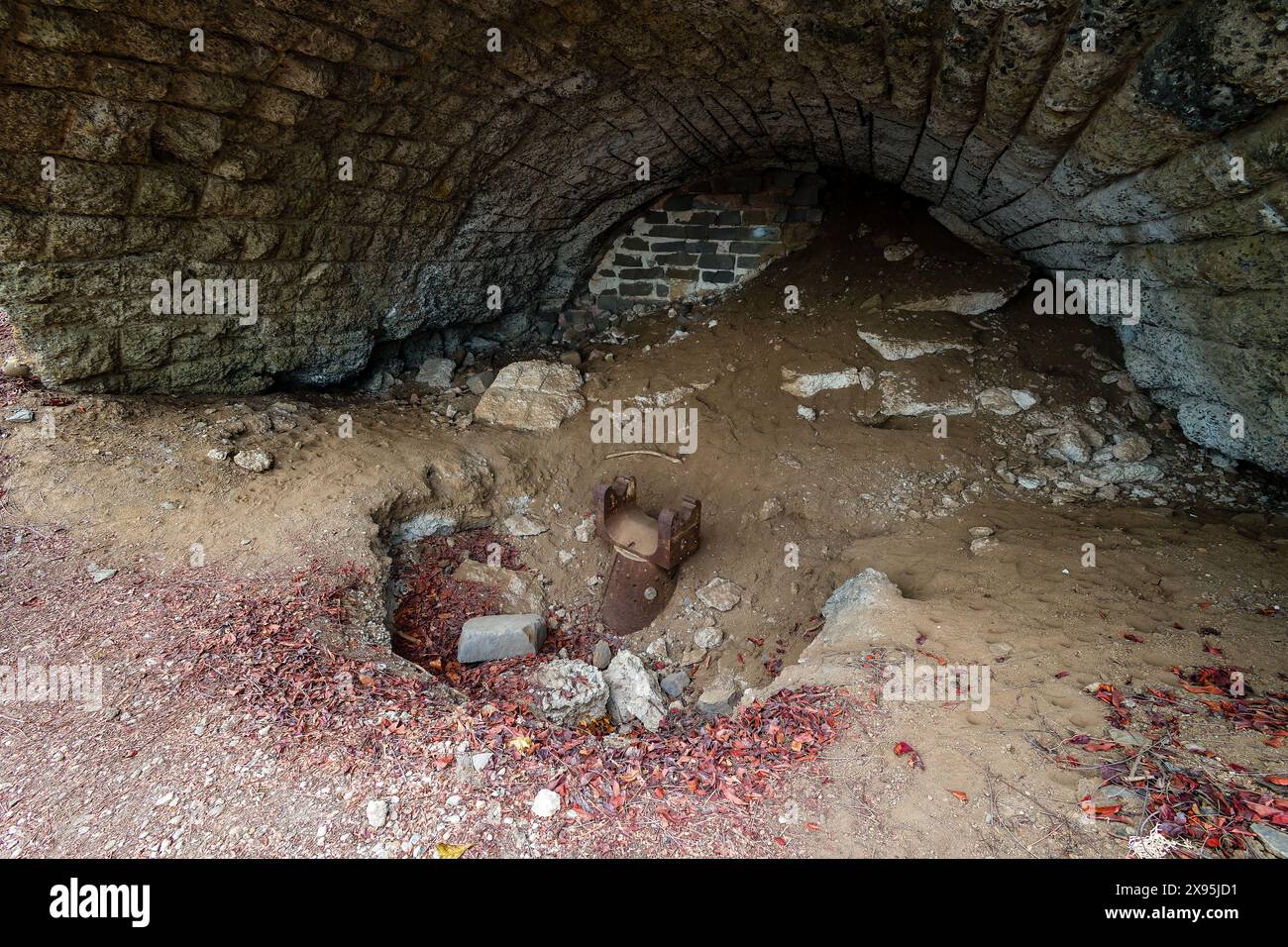 Overgrown ruins of a second world war Japanese machine gun bunker on Gili Trawangan, Indonesia Stock Photo