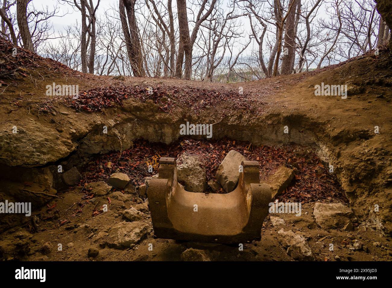 Overgrown ruins of a second world war Japanese machine gun bunker on Gili Trawangan, Indonesia Stock Photo