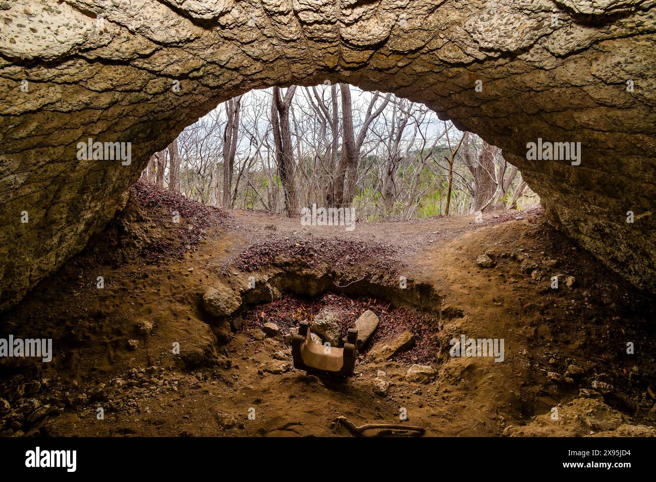 Ruined Japanese machine gun bunker on Gili Trawangan in Indonesia Stock Photo