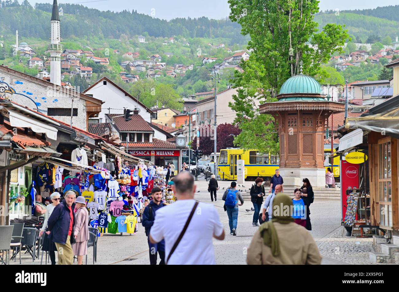 Bascarsija, Old Ottoman Bazaar in Sarajevo City, Bosnia and Herzegovina Stock Photo