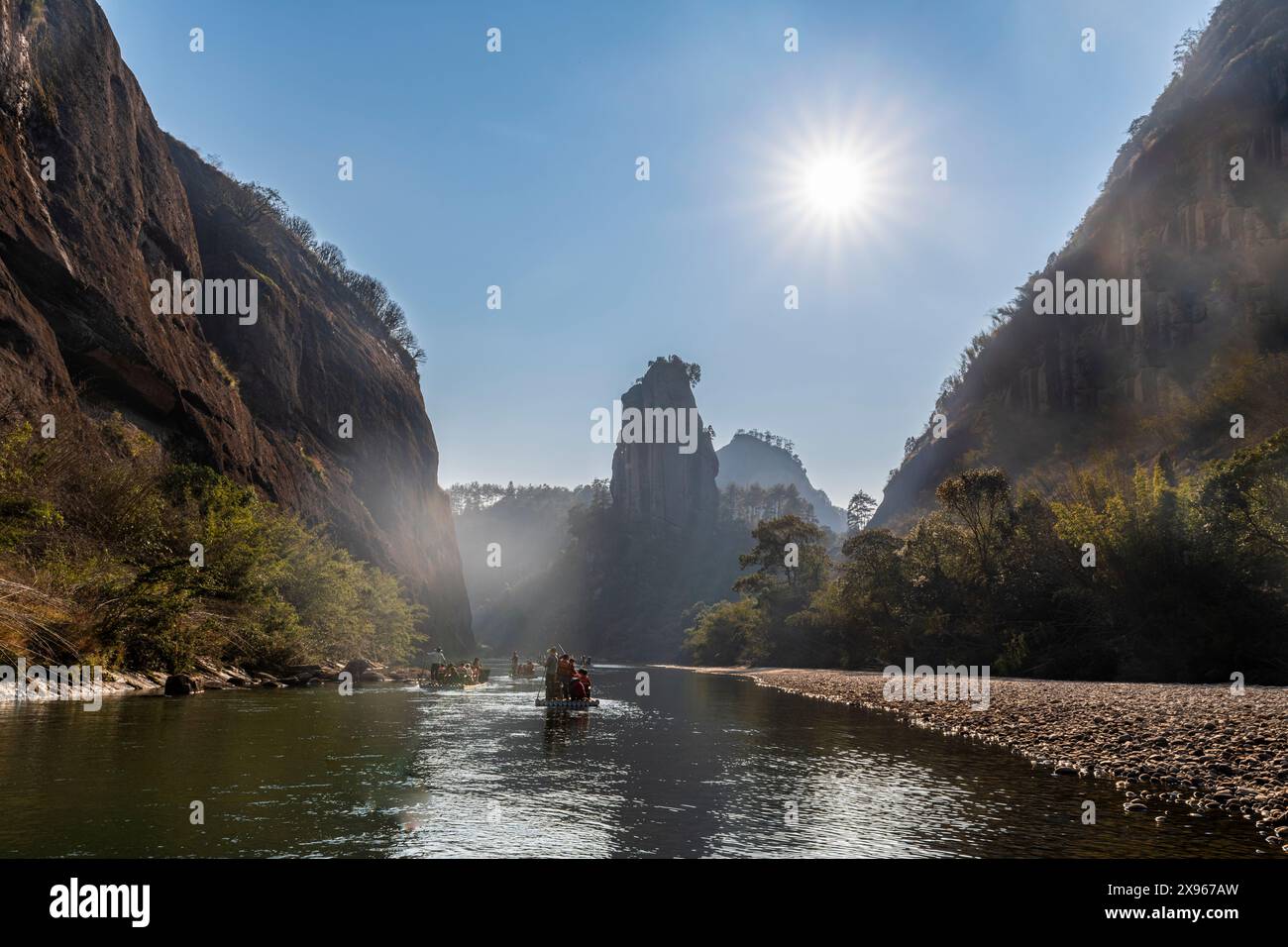 Rafting on the River of Nine Bends, Wuyi Mountains, UNESCO World ...