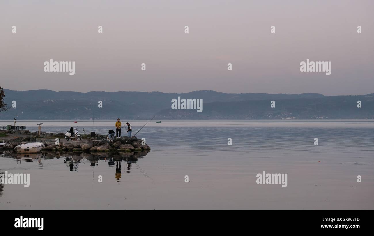 View of Lake Sapanca (Sapanca Golu) a fresh water lake between the Gulf of İzmit and the Adapazarı Meadow, Sapanca region, Turkey, Eurasia Stock Photo