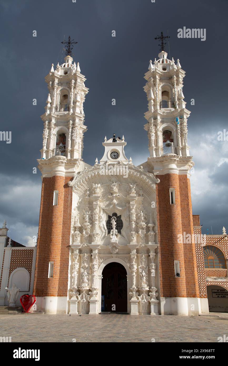 Stormy Weather in the background, Basilica of Our Lady of Ocotlan ...