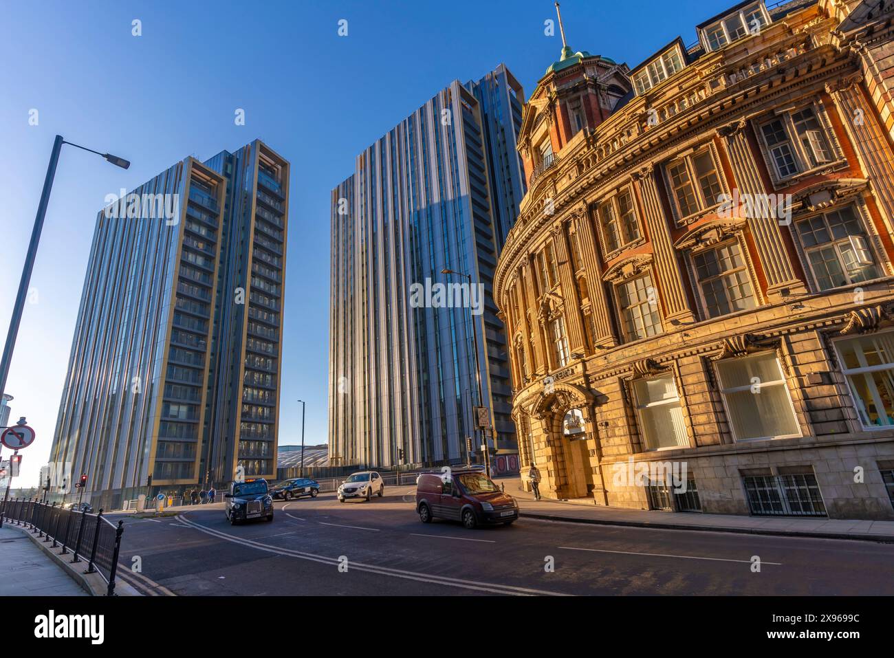 View of traditional and contemporary architecture on Corporation. Street, Manchester, Lancashire, England, United Kingdom, Europe Stock Photo