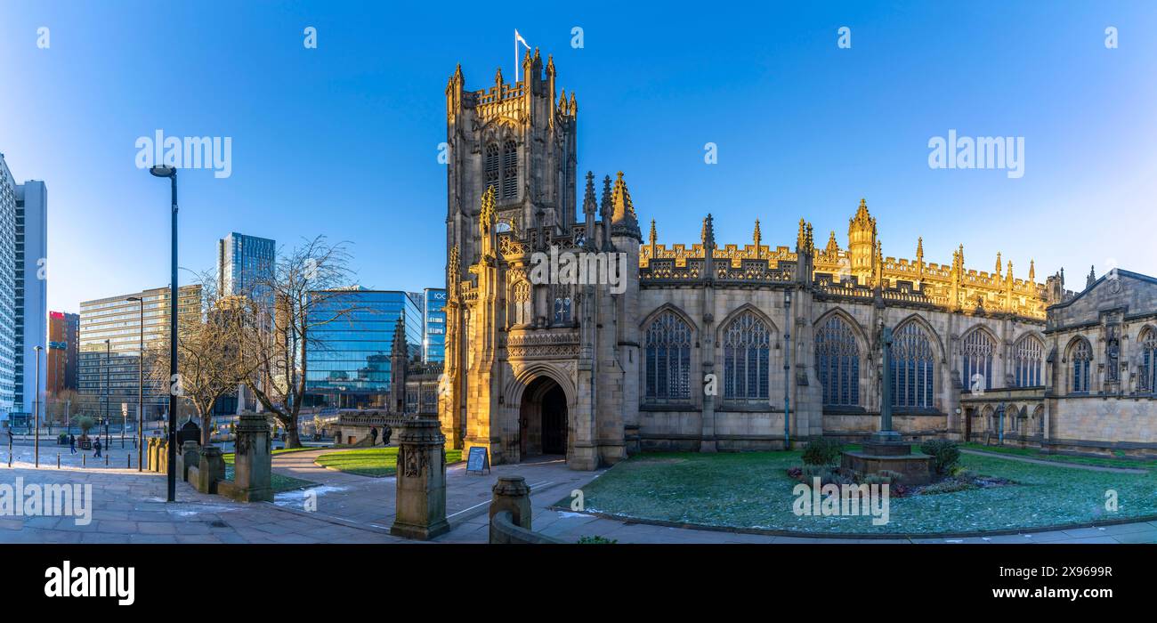 View of Manchester Cathedral, Manchester, Lancashire, England, United Kingdom, Europe Stock Photo