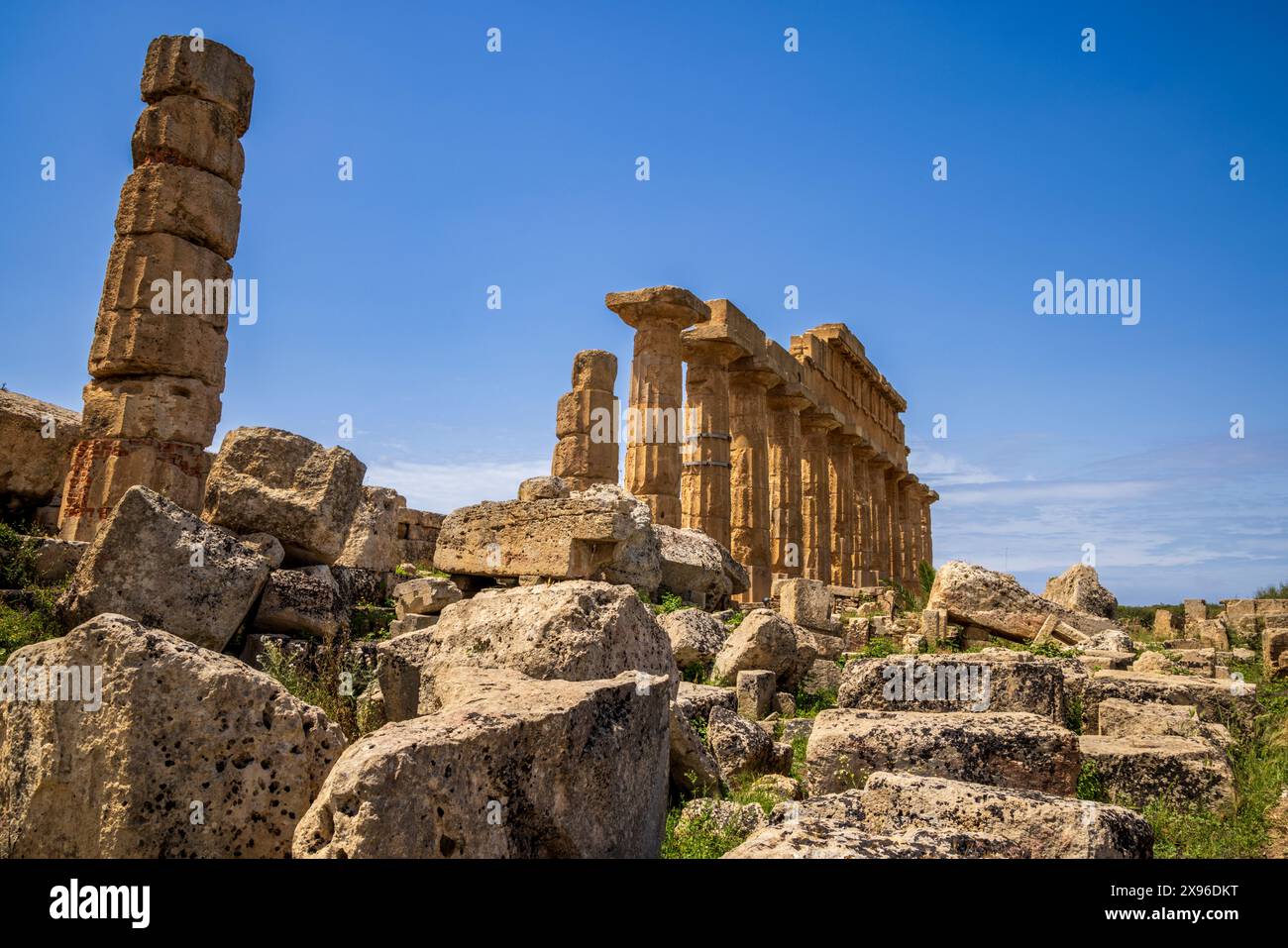The Doric columns of the ancient Greek Temple C at Selinunte, Sicily ...