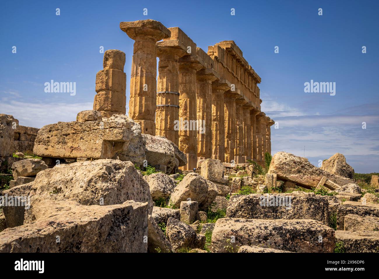 The Doric columns of the ancient Greek Temple C at Selinunte, Sicily ...
