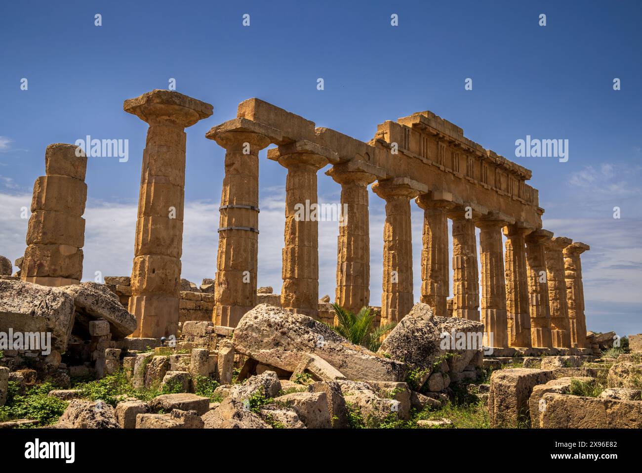 The Doric columns of the ancient Greek Temple C at Selinunte, Sicily ...