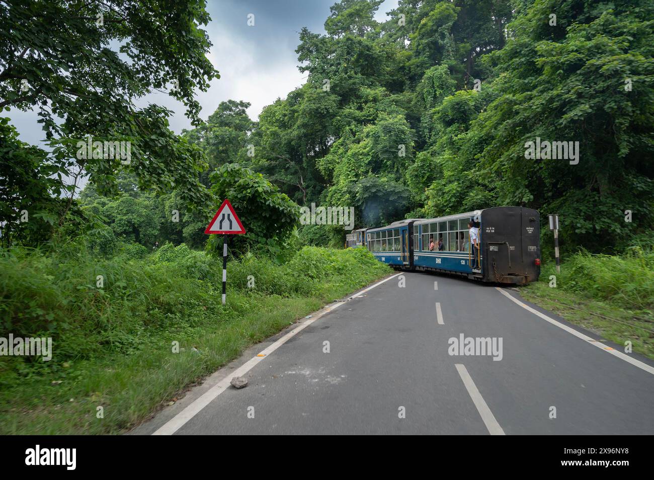Darjeeling,West Bengal,India 10th August 2023 Diesel Toy train, running over narrow gauge