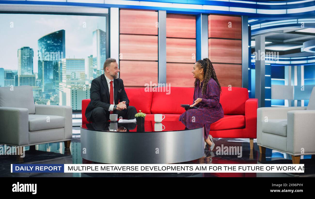 Talk Show TV Program Ending, News Interview, Discussion: Presenter and ...