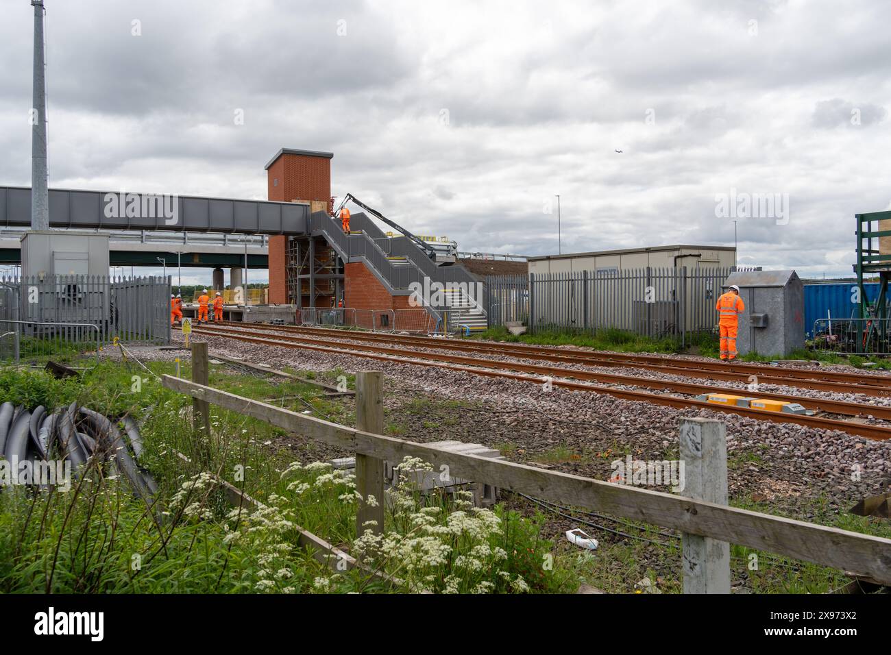 Blyth, Northumberland, UK. 29th May 2024. Construction work at Newsham Station, on the new Northumberland Line, scheduled to open Summer 2024. The town is going to be in the newly created constituency of Blyth and Ashington, where General Election candidates include Ian Lavery (Labour, currently the MP for Wansbeck) and Maureen Levy (Conservative). Credit: Hazel Plater/Alamy Live News Stock Photo