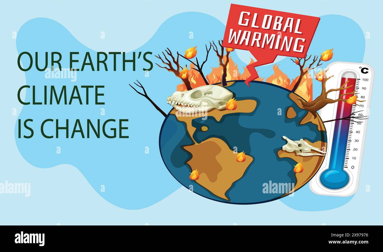 Global warming illustration, environment pollution, global warming ...