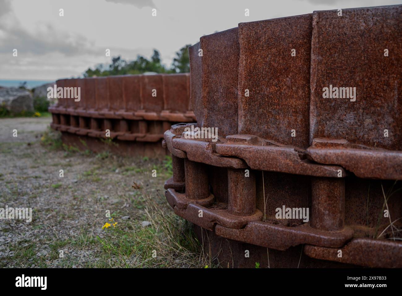 Rusty chains from an excavator Stock Photo