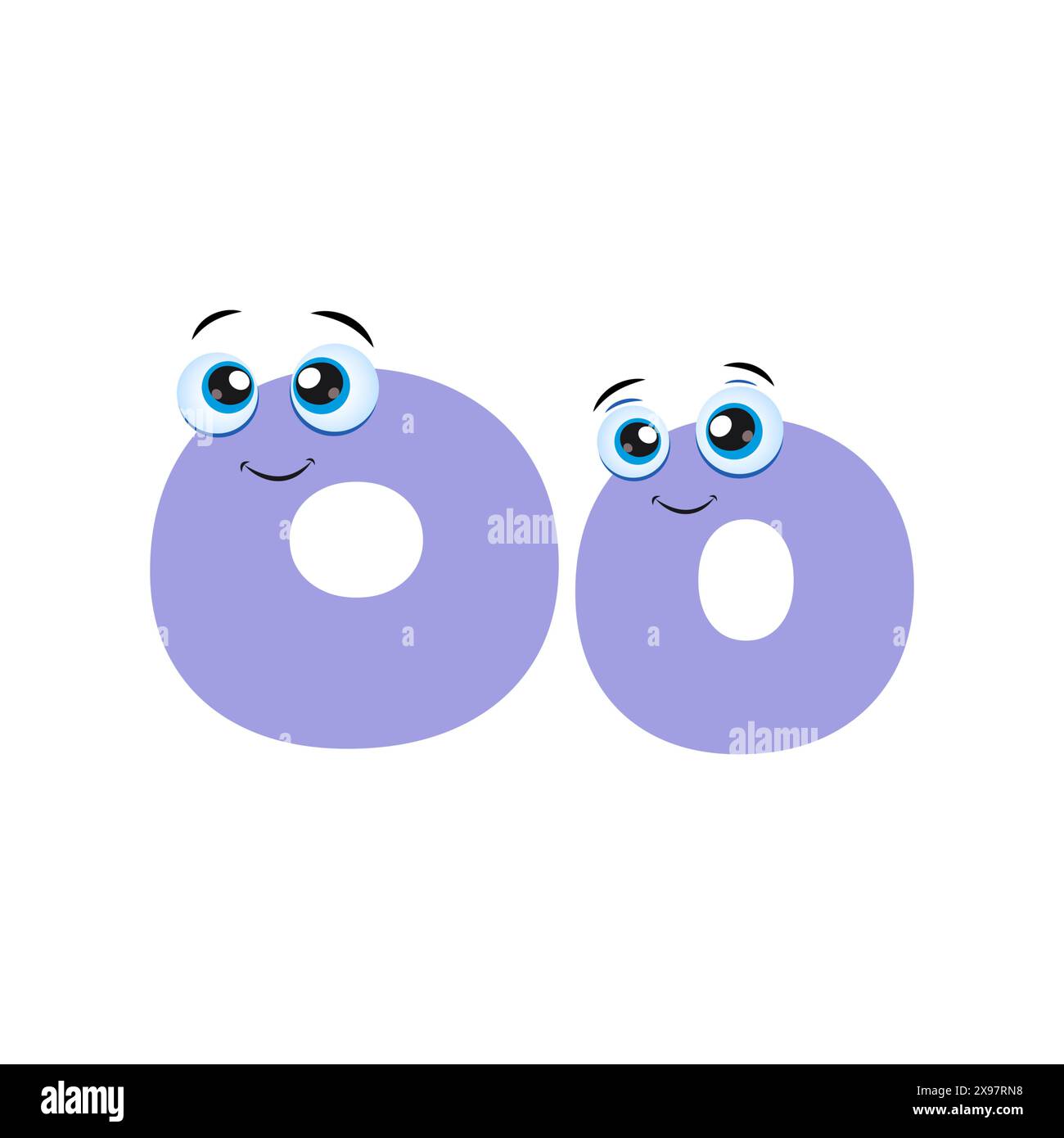 The letter O Cute purple Letter O Cartoon Character With cute eyes