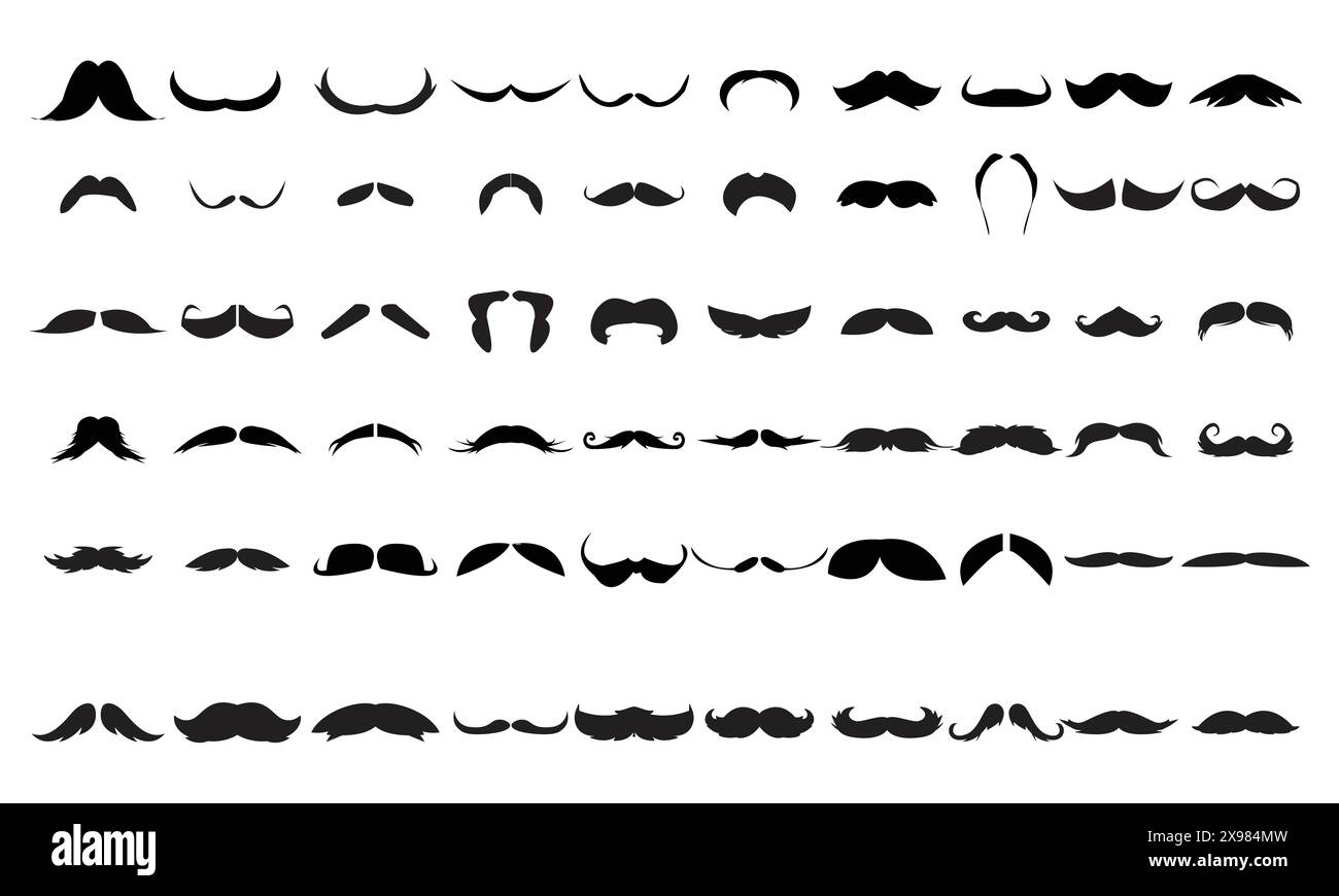 Moustache Vector And Illustration Collection. Stock Vector