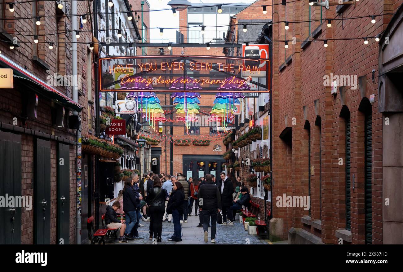 People sitting talking drinking outside popular Belfast bar pub The ...