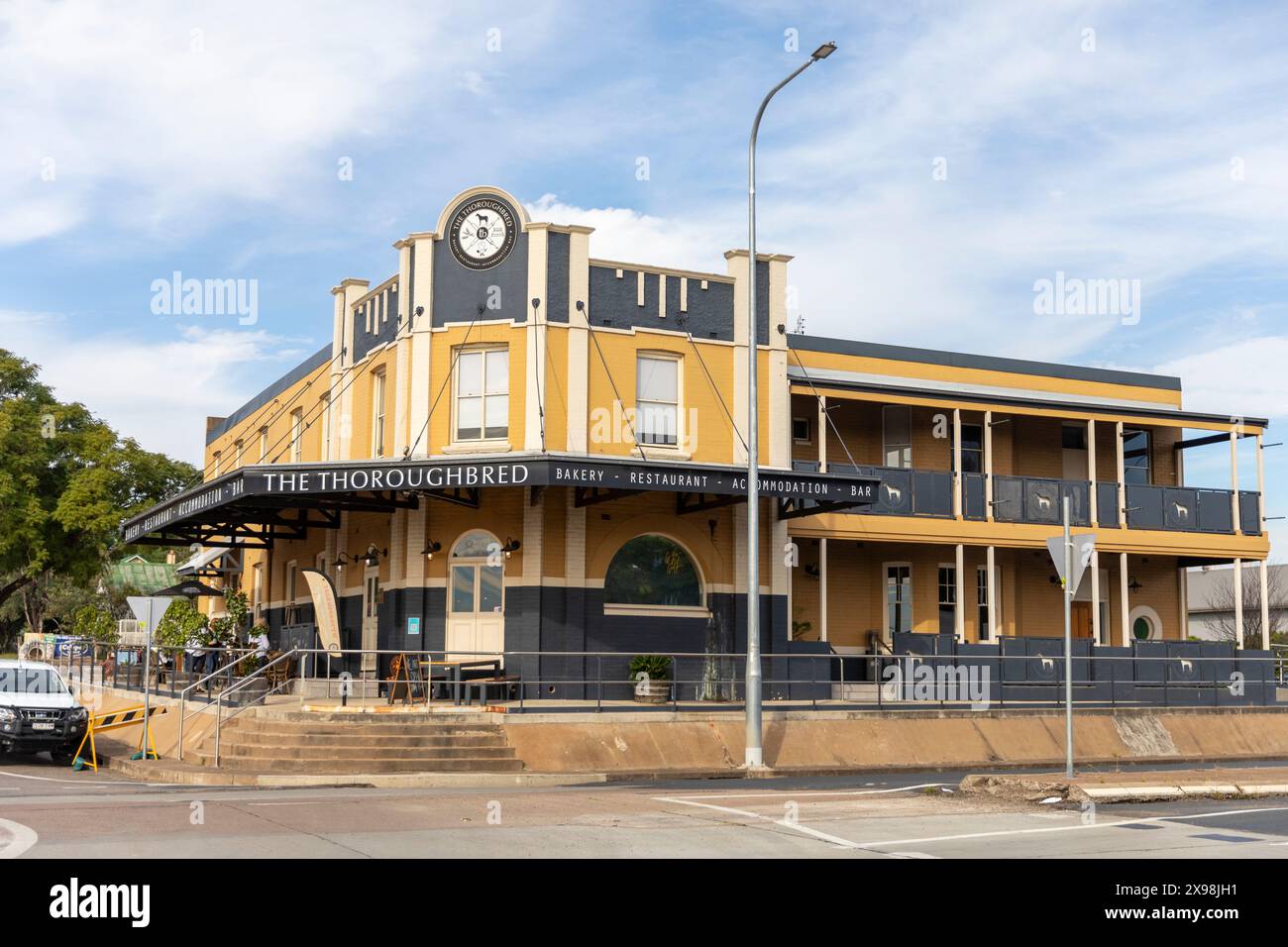 Scone town centre in New South Wales, The Thoroughbred Hotel pub and