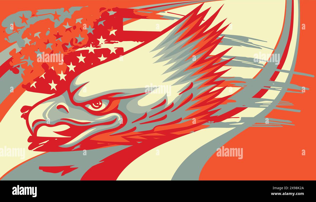 vector illustration of eagle head with american flag Stock Vector Image ...