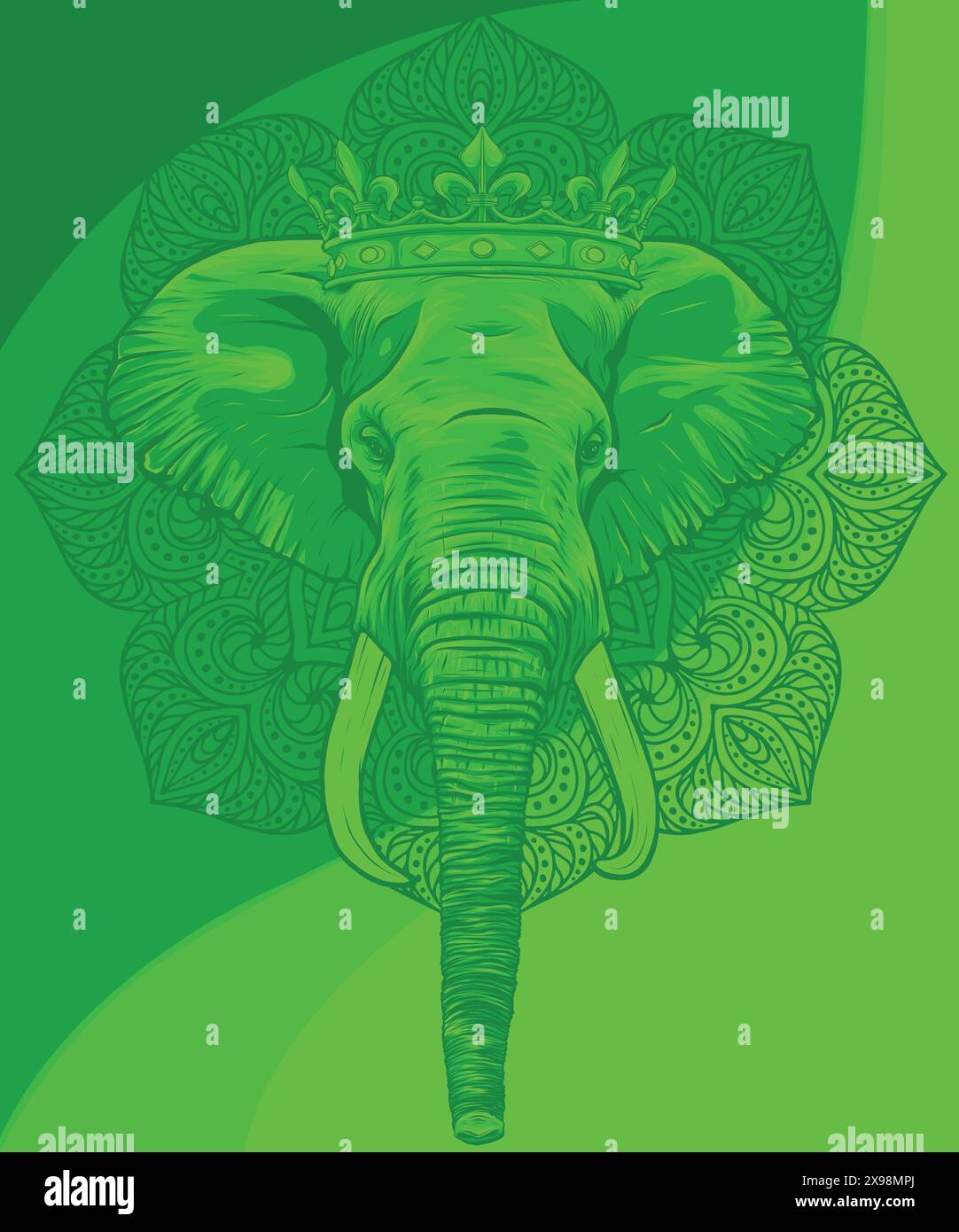 vector illustration of elephant king on white background Stock Vector