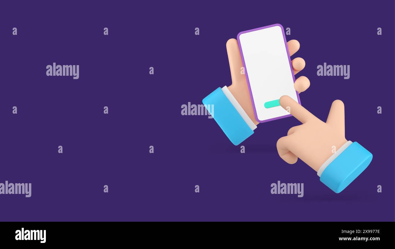 Smartphone application hand click button empty screen copy space menu ...