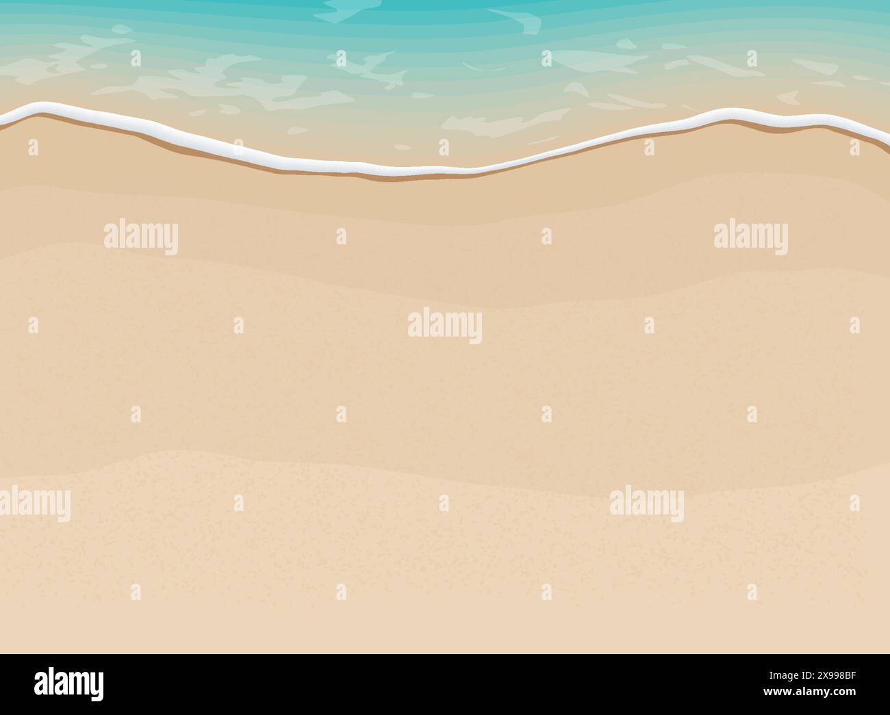 Soft waves with foam of blue ocean on the sandy summer beach. Stock Vector