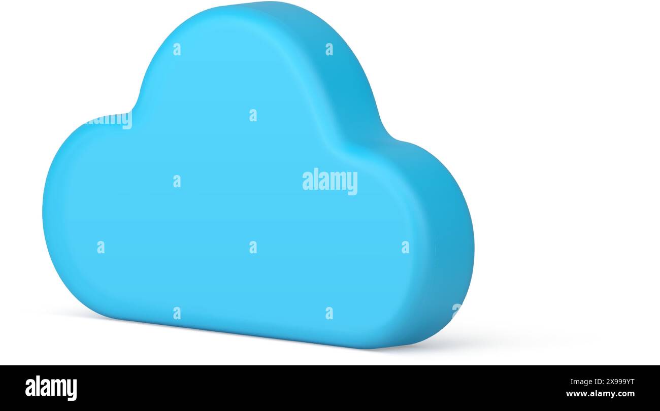 Blue cloud air bubble atmosphere weather meteorology fluffy cumulus slim isometric 3d icon realistic vector illustration. Cloudy soft overcast nature Stock Vector
