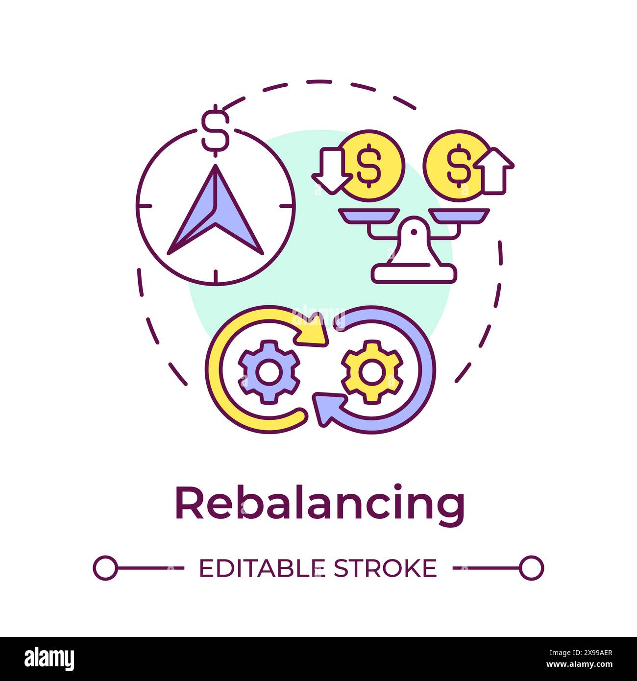 Rebalancing multi color concept icon Stock Vector