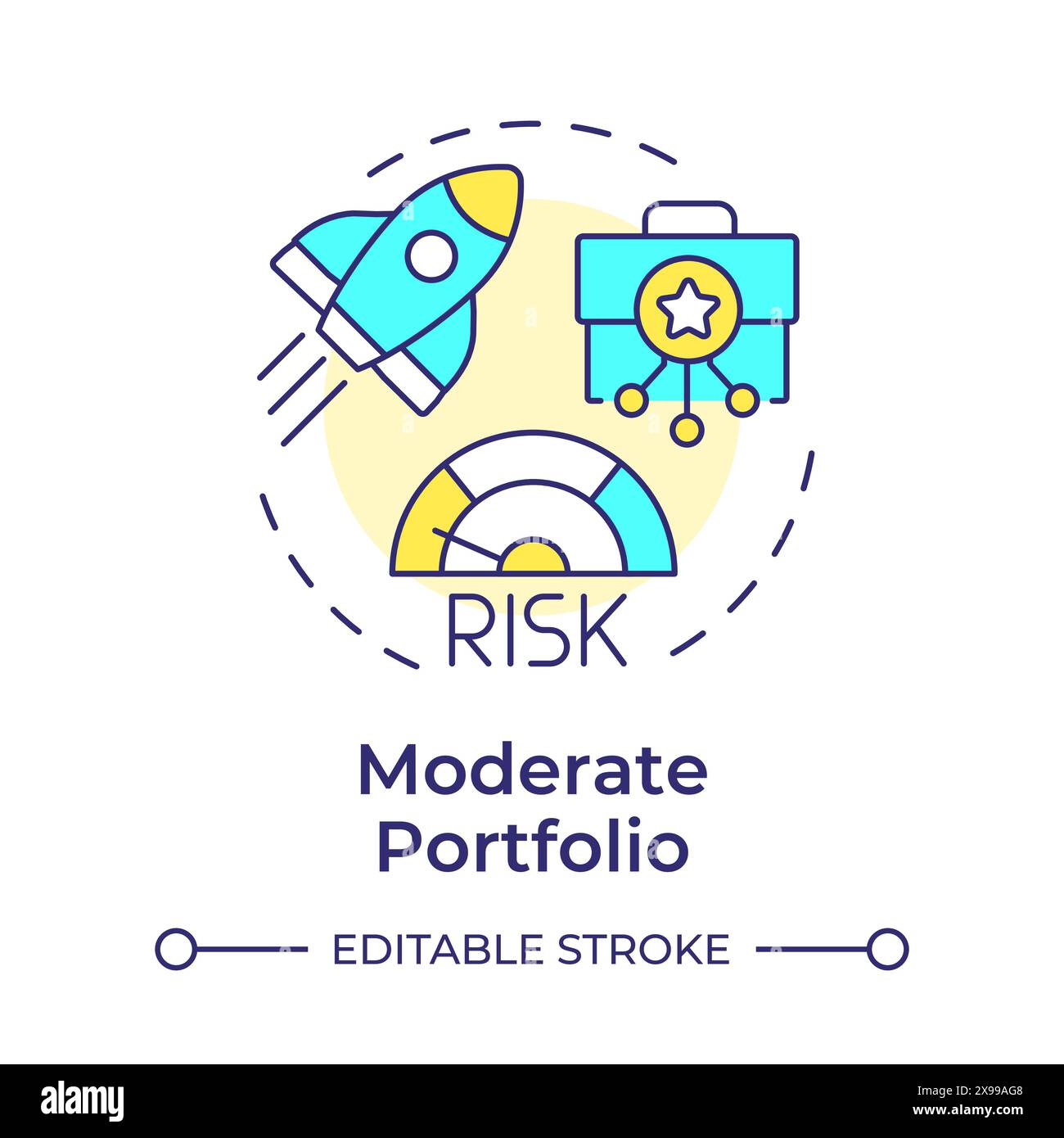 Moderate portfolio multi color concept icon Stock Vector