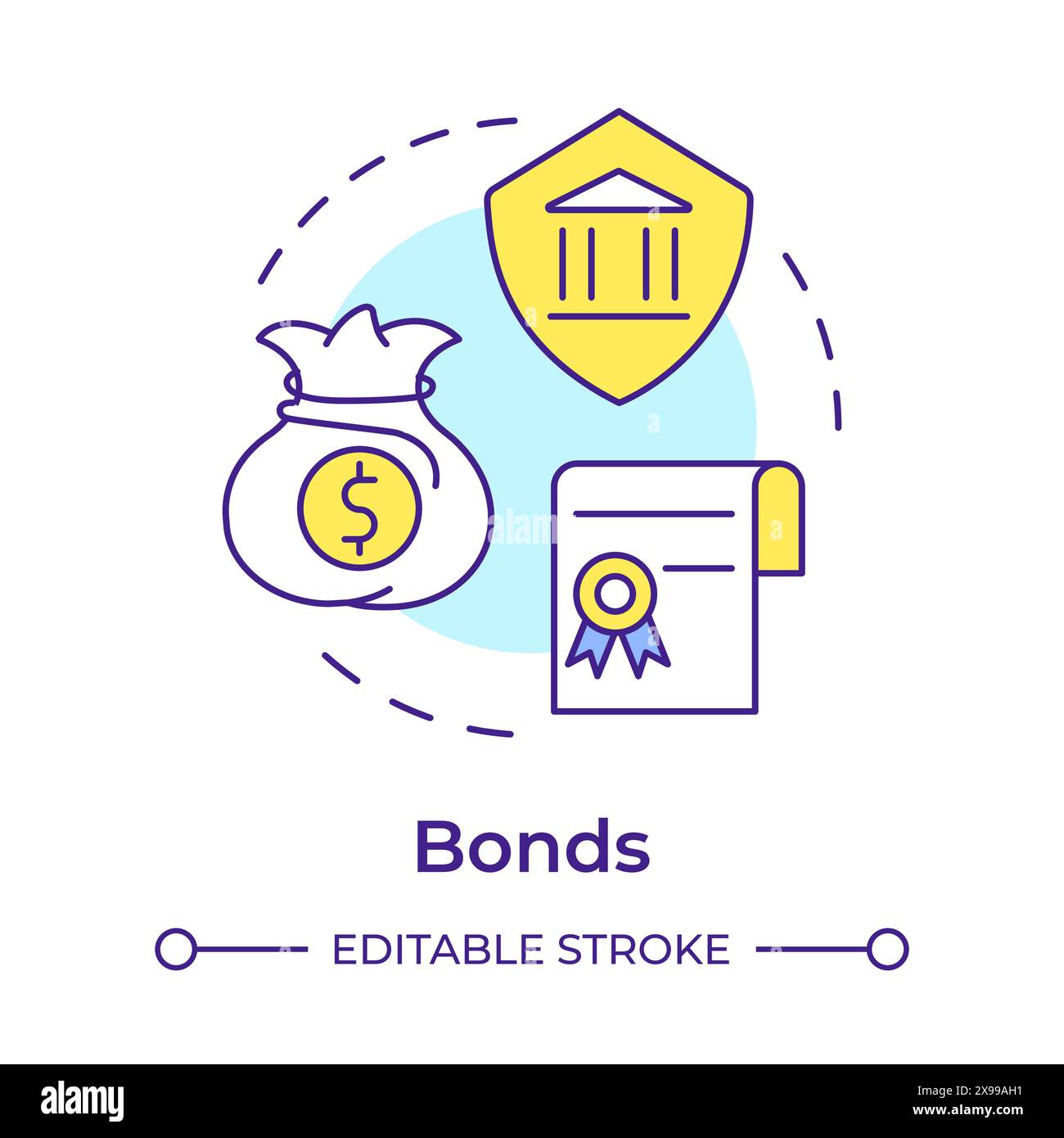 Bonds multi color concept icon Stock Vector Image & Art - Alamy