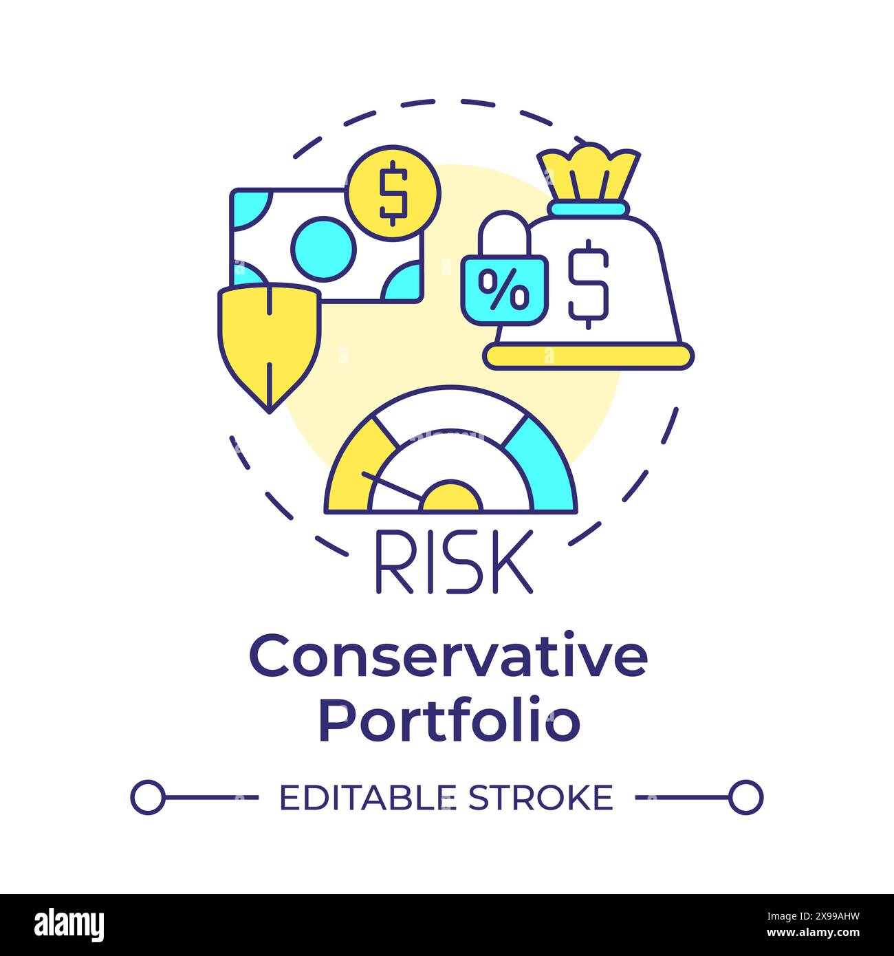 Conservative portfolio multi color concept icon Stock Vector