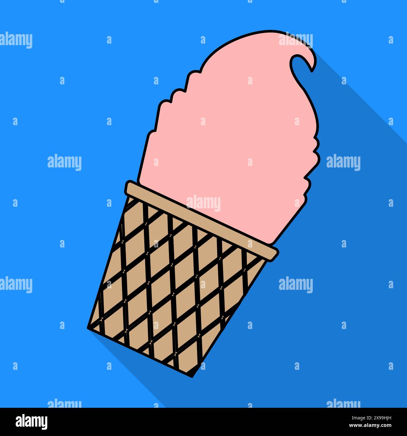 Vector illustration of ice cream in a waffle cup in flat style isolated ...