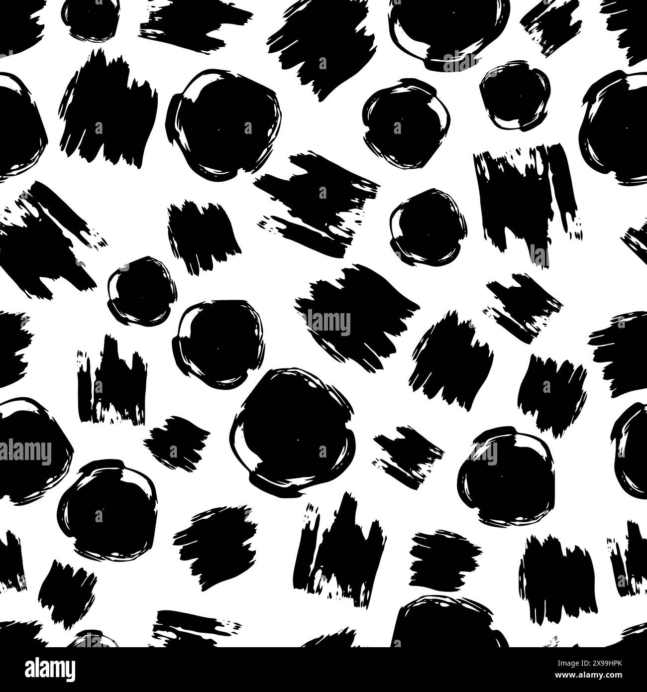 Seamless pattern with black hand drawn scribble smear on white ...